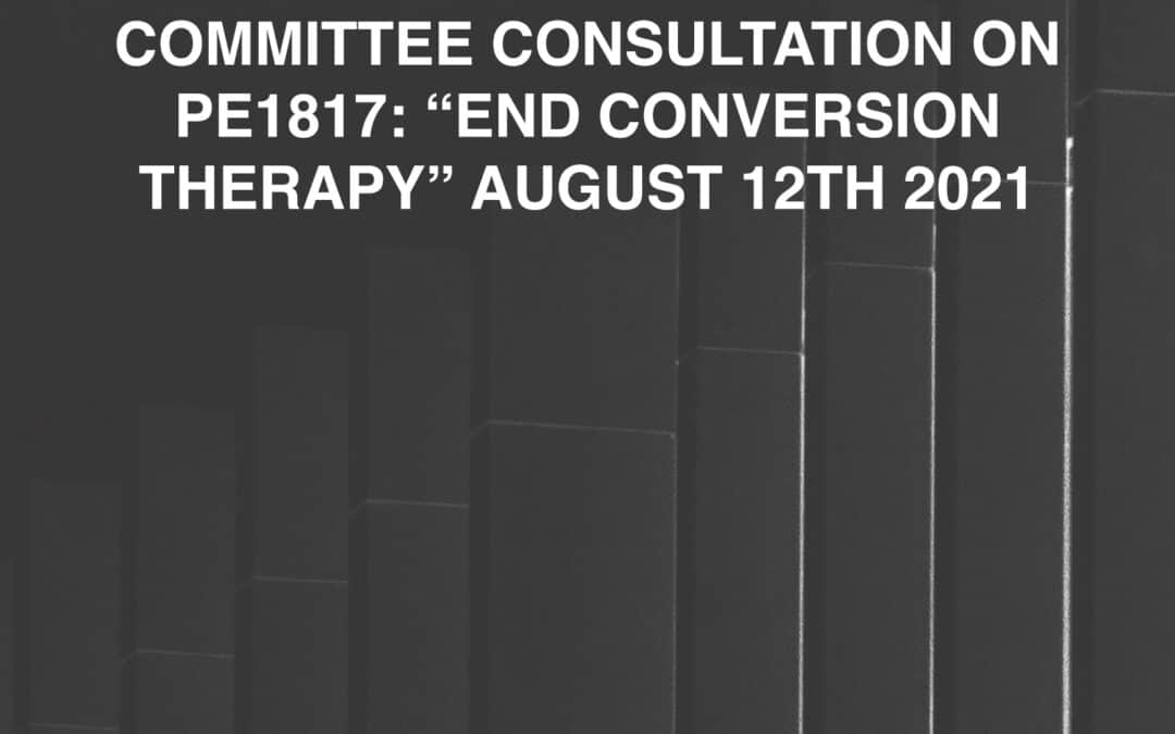 Submission to the Scottish Government’s Equalities, Human Rights and Civil Justice Committee consultation on PE1817: “End Conversion Therapy”